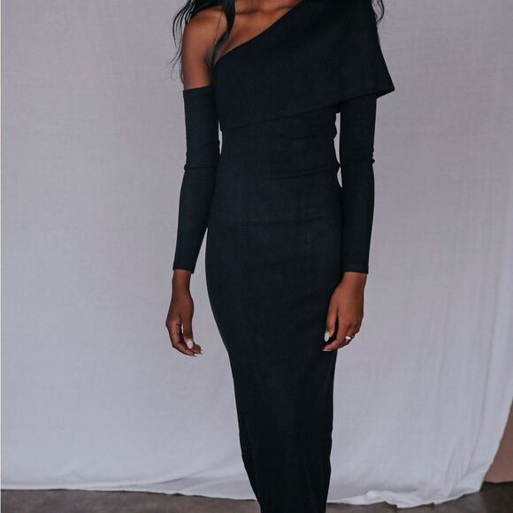 MINKPINK: KAIA KNIT MIDI SWEATER DRESS - BLACK NEW NWT - Picture 3 of 10